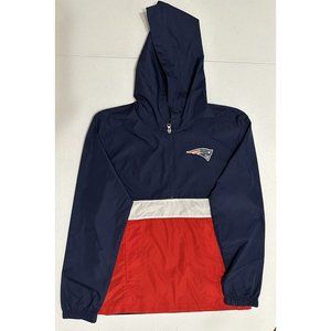 New England Patriots Blue Hooded 1/4 Zip Windbreaker Pullover NFL Team Apparel S
